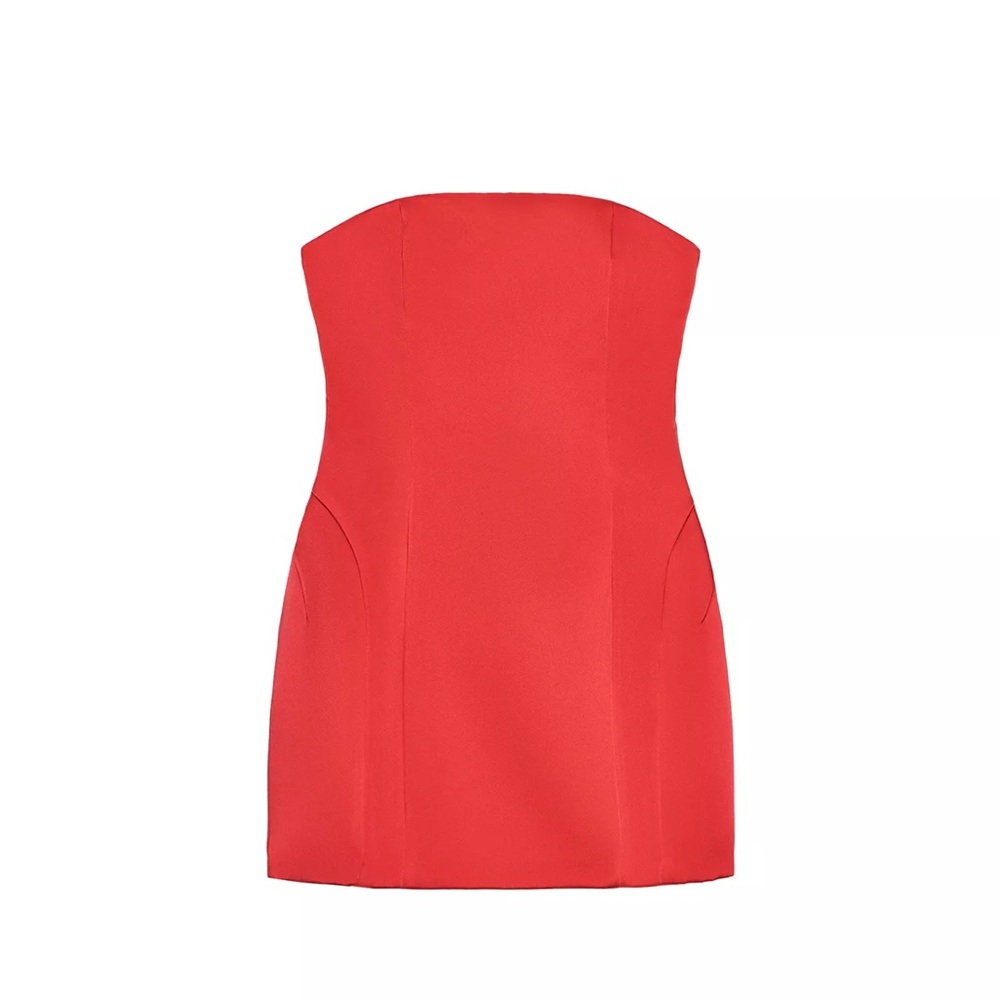 NWTS Zara Red Satin Playsuit Dress Size XS